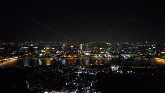 广州城市大景夜景灯光交通航拍视频