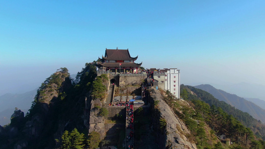 航拍安徽5A旅游景区佛教圣地九华山寺庙视频视频