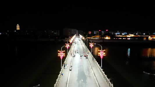 湖南通道城市夜景灯光航拍视频