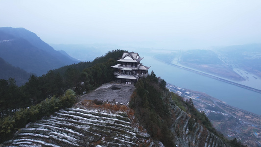 4K远眺三峡大坝雾上长江航拍视频视频