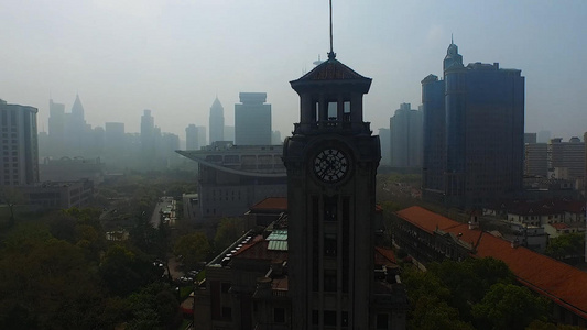 航拍上海建筑钟 大楼商业20视频