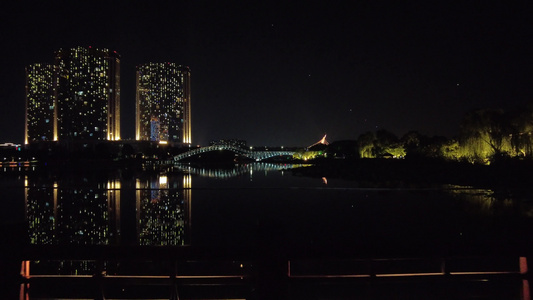 城市夜景灯光秀实拍绍兴夜景 视频