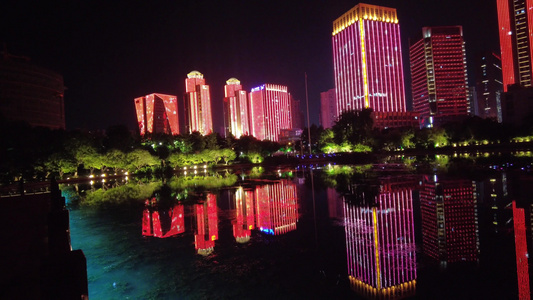 城市夜景灯光秀实拍绍兴夜景 视频