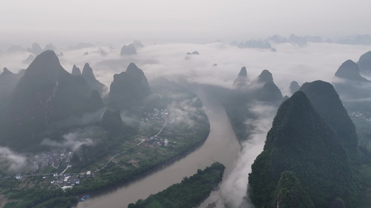 漓江云海山峦起伏云雾缭绕中国风意境视频
