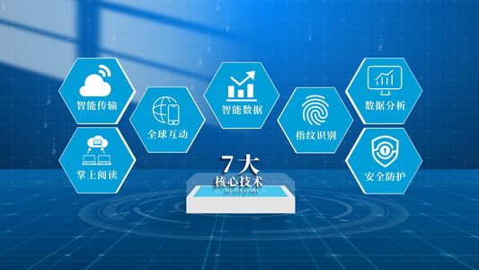 七大科技感光影数据分类AE模板视频