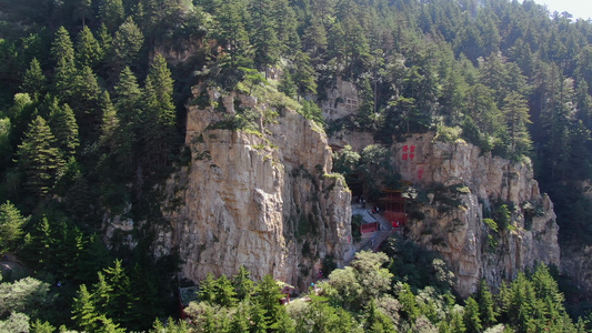 恒山景区旅游景点寝宫航拍视频视频