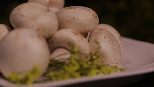 口蘑白蘑菇提鲜食材视频