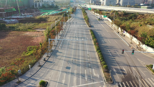 长沙道路路口航拍视频