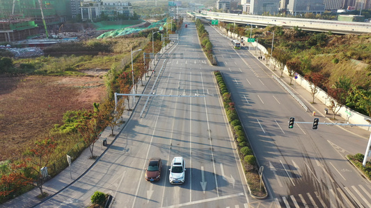 长沙道路路口航拍视频