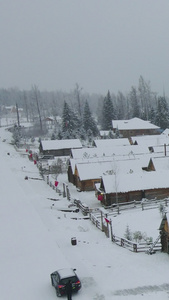 西北喀纳斯雪乡下雪村庄视频