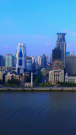 上海外滩黄浦江航拍上海城市素材27秒视频