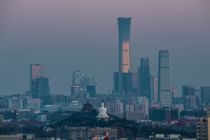 北京城市与白塔万春亭白转夜8K延时15秒视频