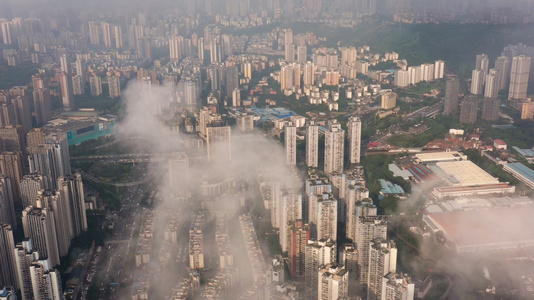 重庆市江北区渝北区全景穿云航拍素材视频