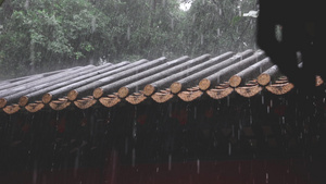 下雨天狂风暴雨屋檐24秒视频