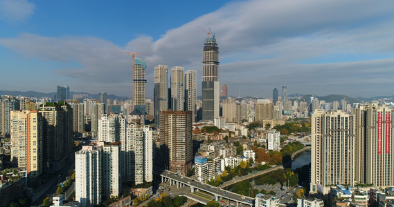 贵阳市中心高楼4K航拍[区为]视频