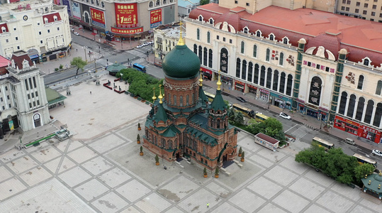 哈尔滨地标建筑圣索菲亚教堂视频