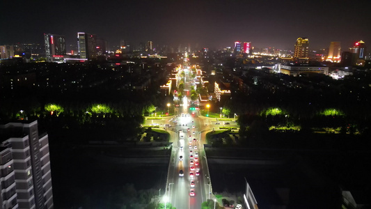山东东营城市夜景航拍 视频