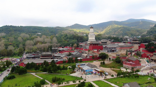 航拍五台山景区旅游景点塔院寺视频视频