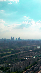 航拍南京主城区天际线市中心视频