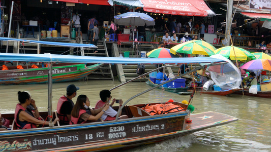 泰国旅游地水上市场合集4K视频