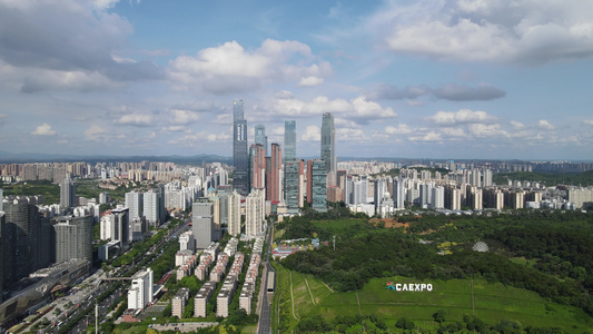 广西南宁城市高楼商务建筑天际线航拍视频视频