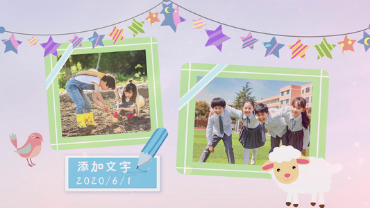 清新可爱六一儿童节成长纪念相册视频