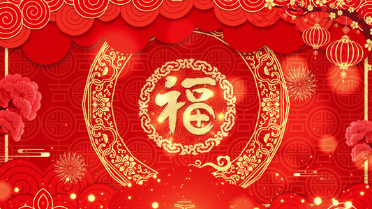 4K红色大气热闹喜庆春节过新年循环背景视频视频