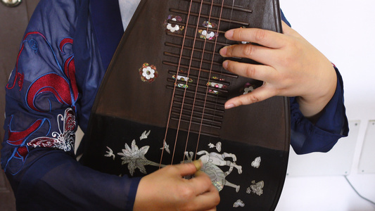 中国传统民乐五弦琵琶演奏4k素材视频