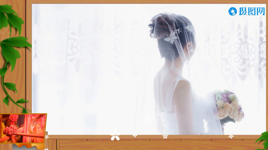 木质相框婚礼婚庆电子相册图文展示会声会影模板视频