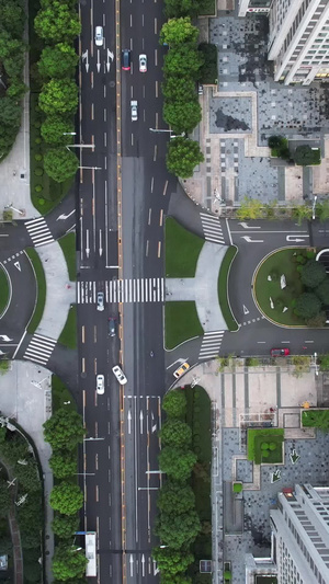 航拍俯拍城市高楼建筑道路街景交通车流素材城市素材55秒视频