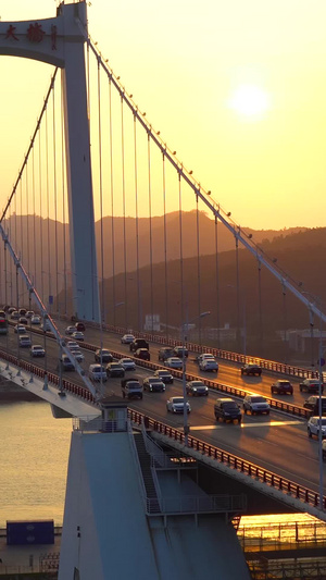 傍晚大桥上的车流 合集157秒视频