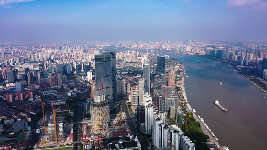 4K航拍上海杨浦区全景视频