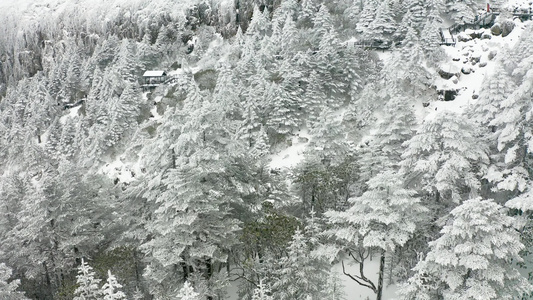 航拍雪景云雾视频