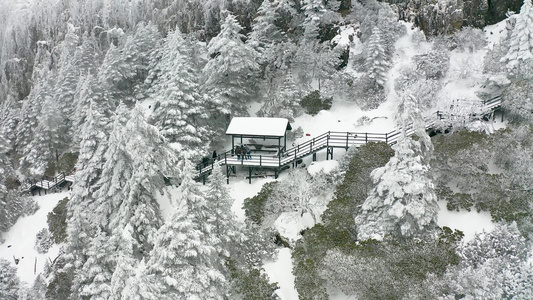 航拍雪景云雾视频