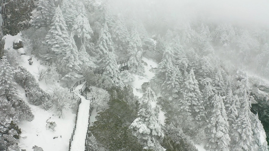 航拍雪景云雾视频