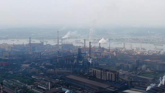 4K航拍现代工业工厂环境污染视频