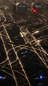 城市轨道交通夜景灯光火车站素材高铁站视频
