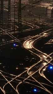 城市轨道交通夜景灯光火车站素材城市素材视频