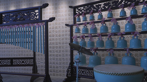 江西景德镇陶瓷制作成的乐器展示4k素材74秒视频