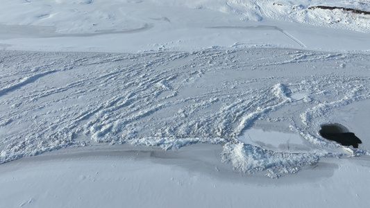 海拉尔河湿地寒冬冰封雪景视频