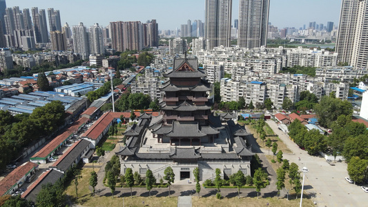 湖北武汉归元禅寺4A景区航拍[真水]视频