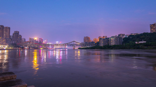 重庆曾家岩大桥延时素材日转夜视频