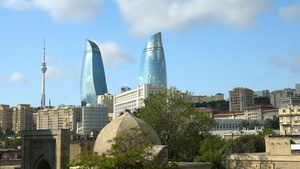 阿塞拜疆首都巴库城市地标延时4K20秒视频