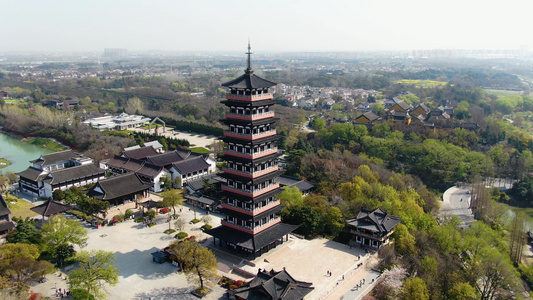 航拍扬州著名旅游景点大明寺佛塔视频视频