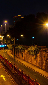 延时城市天桥夜景车流天际线视频