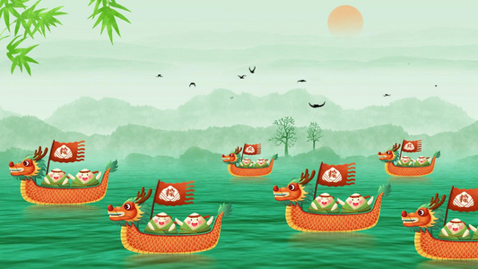 中国风端午节赛龙舟背景视频视频