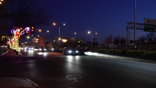 夜景夜晚马路车辆车流交通 视频