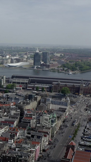 荷兰阿姆斯特丹城市全景欧洲航拍22秒视频