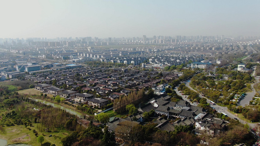 航拍江苏扬州城市风光全景视频视频