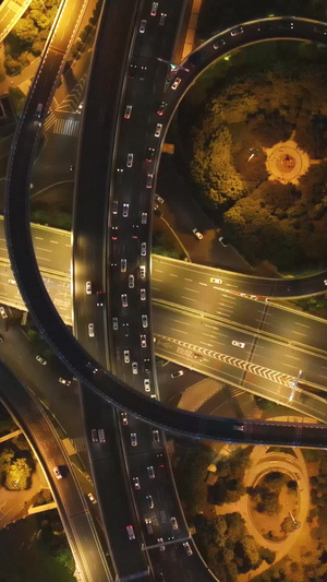 航拍城市夜景交通道路车流素材城市素材45秒视频